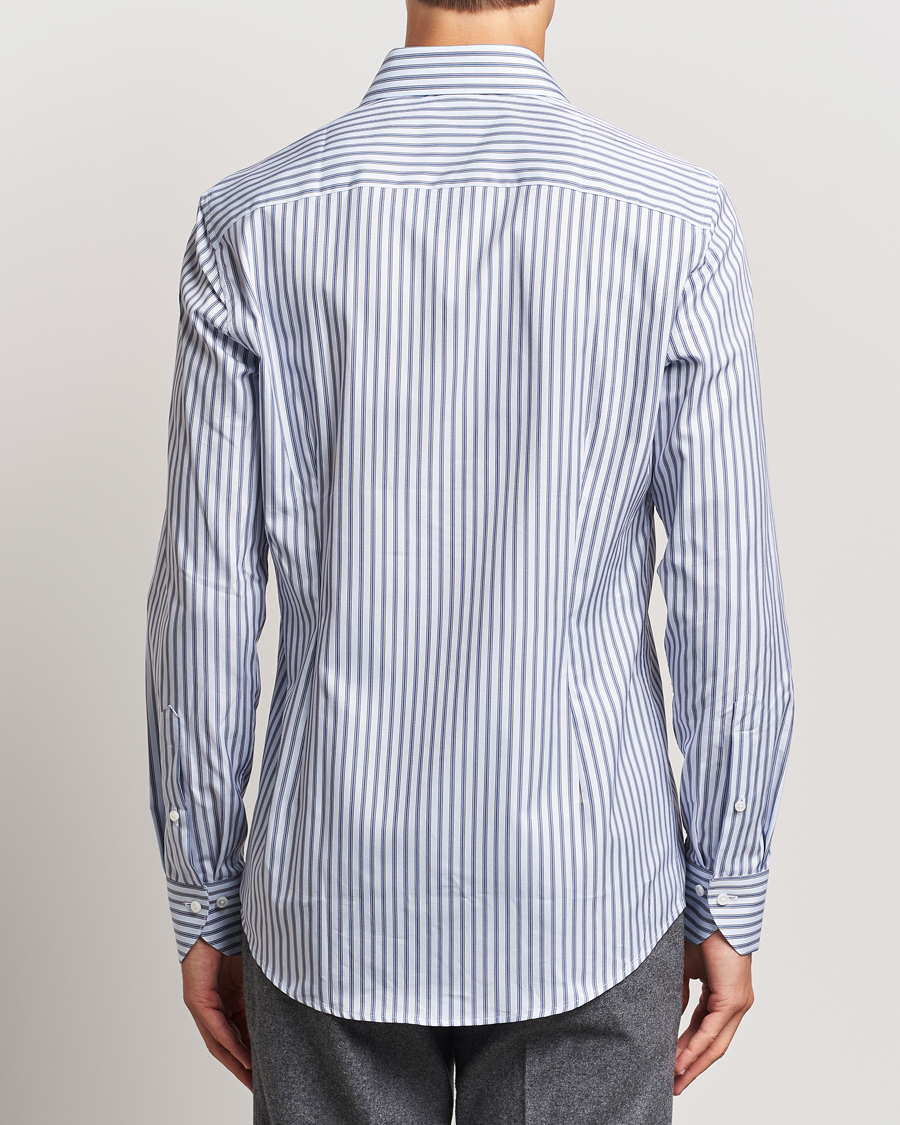 Herr | Skjortor | Stenströms | Slimline Striped Luxury Oxford Shirt Blue