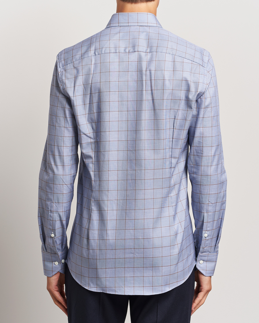 Herr | Skjortor | Stenströms | Slimline Prince of Wales Check Shirt Blue