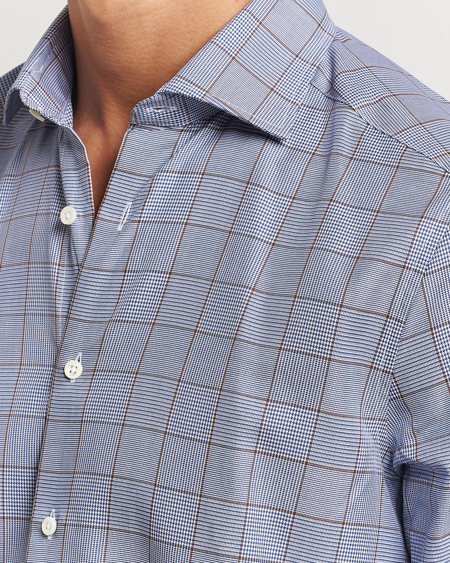 Herr | Skjortor | Stenströms | Slimline Prince of Wales Check Shirt Blue