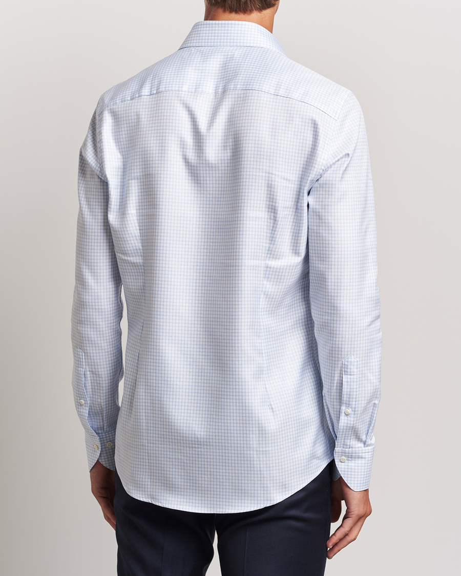 Herr | Skjortor | Stenströms | Slimline Mini Check Twill Shirt White/Blue