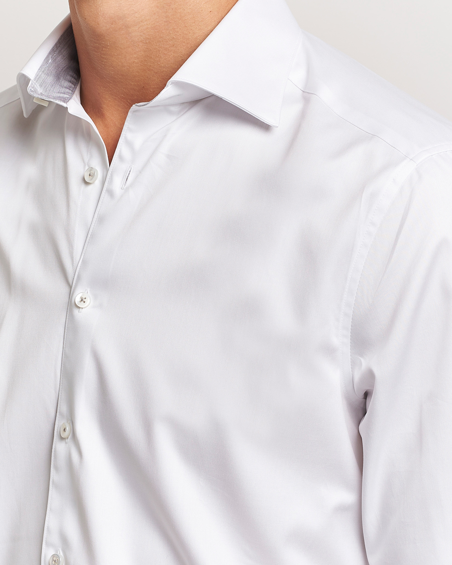 Herr | Skjortor | Stenströms | Slimline Contrast Cut Away Shirt White/Grey