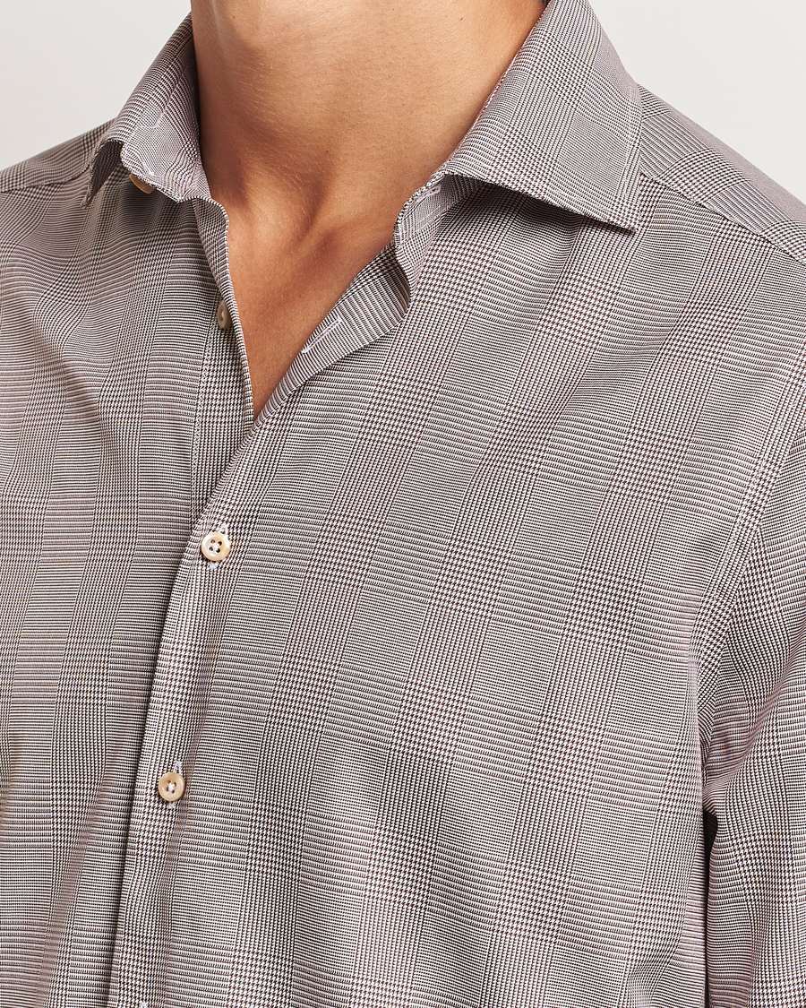 Herr | Skjortor | Stenströms | Slimline Checked Twill Shirt Brown
