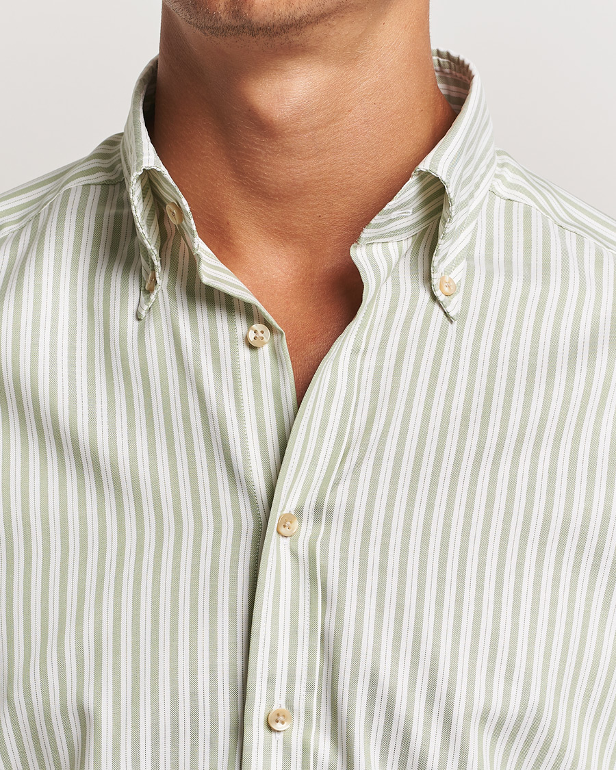 Herr | Skjortor | Stenströms | Slimline Vintage Stripe Oxford Shirt Green