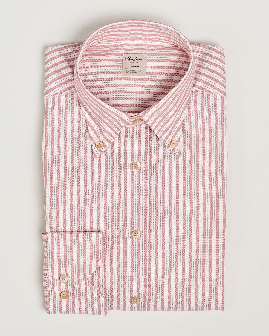 Herr | Skjortor | Stenströms | Slimline Vintage Stripe Oxford Shirt Red