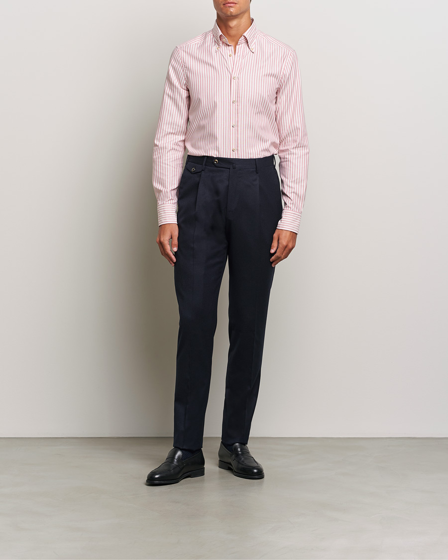 Herr | Skjortor | Stenströms | Slimline Vintage Stripe Oxford Shirt Red