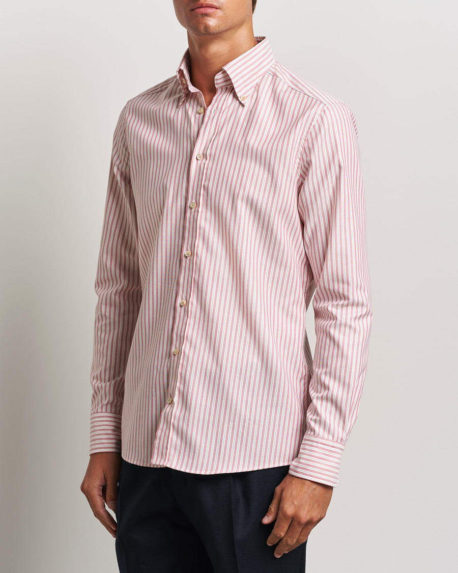 Herr | Skjortor | Stenströms | Slimline Vintage Stripe Oxford Shirt Red