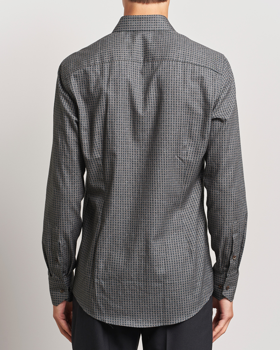 Herr | Skjortor | Stenströms | Slimline Brushed Printed Cut Away Shirt Black