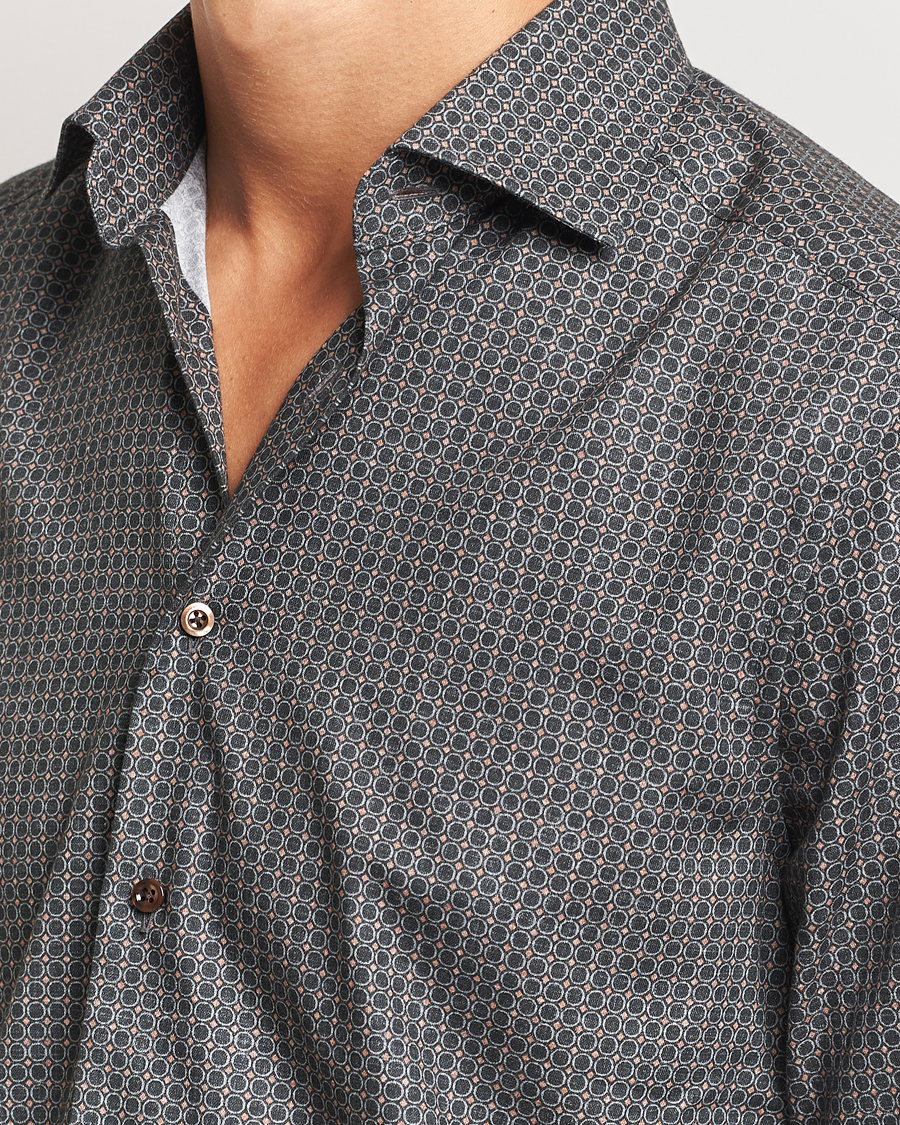 Herr | Skjortor | Stenströms | Slimline Brushed Printed Cut Away Shirt Black