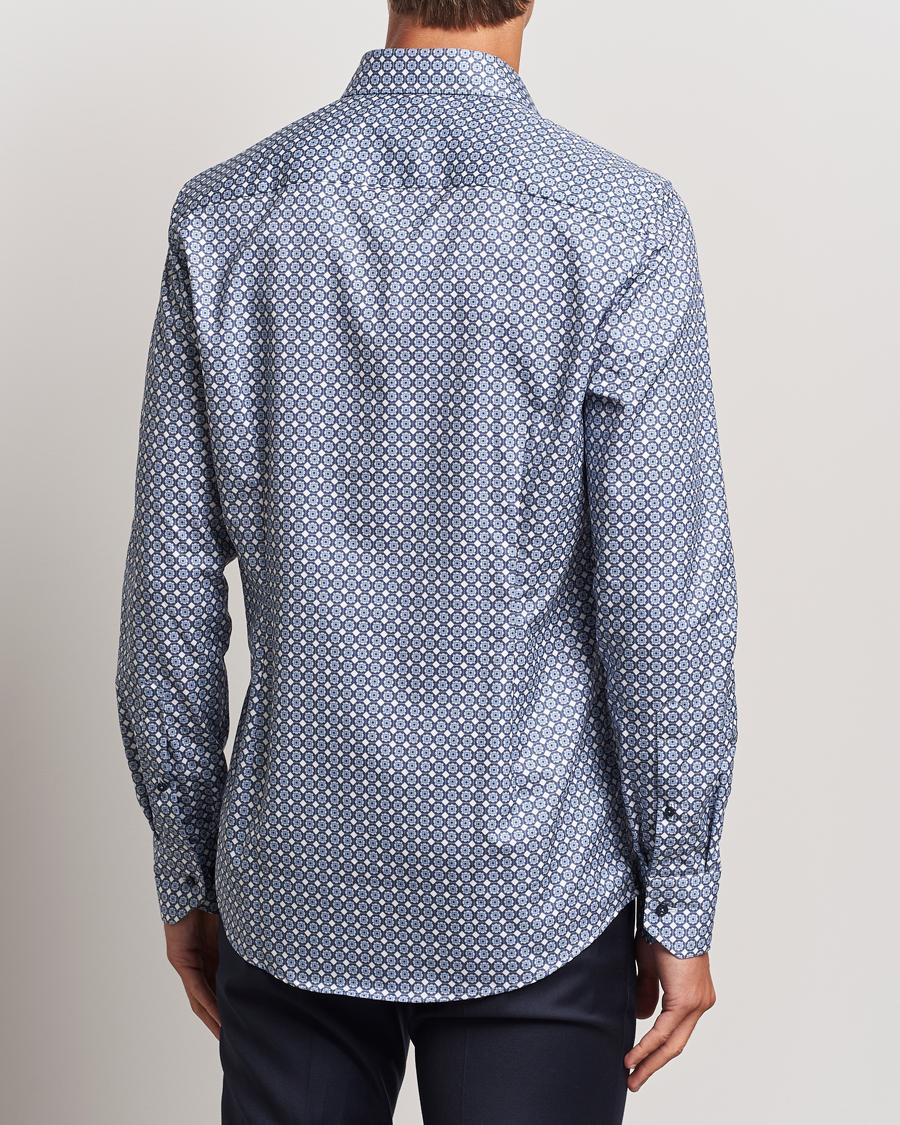 Herr | Skjortor | Stenströms | Slimline Printed Twill Cut Away Shirt Blue