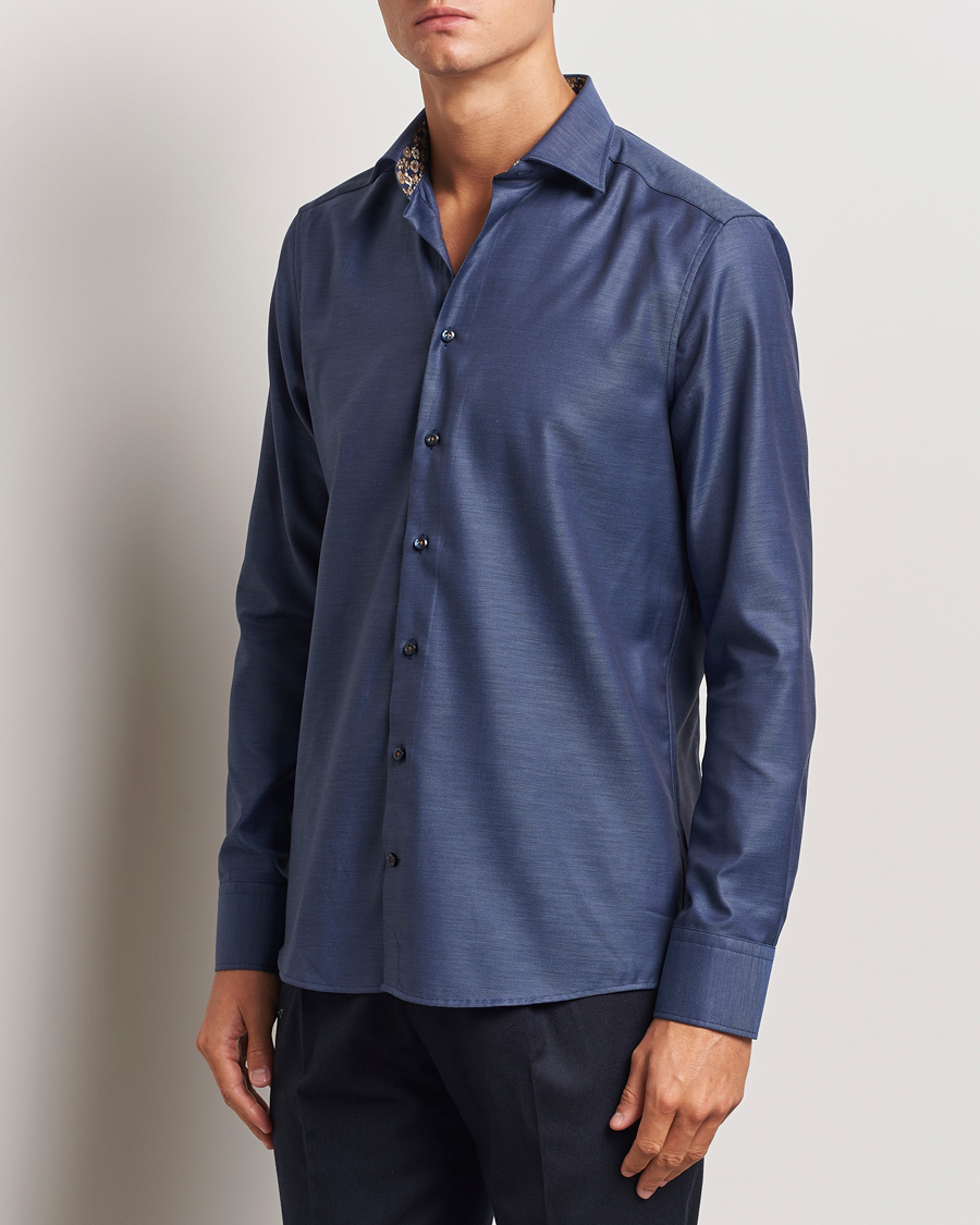 Herr | Skjortor | Stenströms | Slimline Twill Contrast Cut Away Shirt Navy