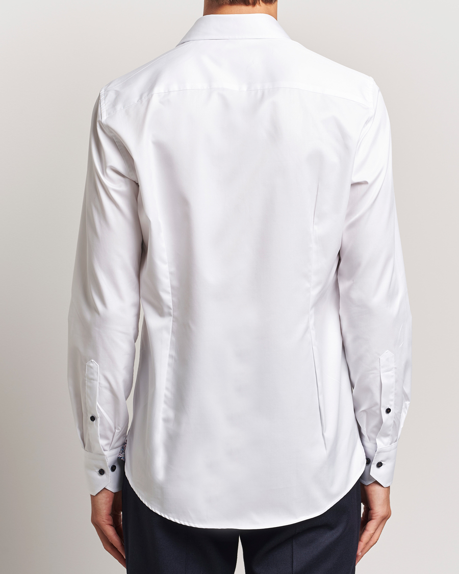 Herr | Skjortor | Stenströms | Slimline Twill Flower Contrast Shirt White