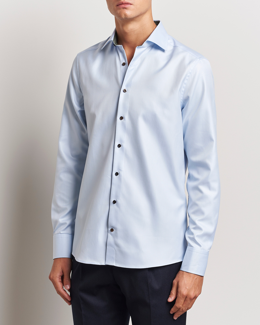 Herr | Skjortor | Stenströms | Slimline Superior Twill Contrast Shirt Blue