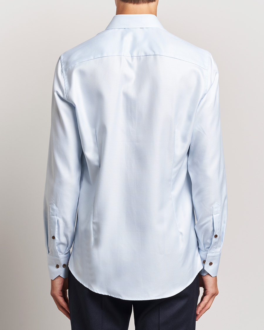 Herr | Skjortor | Stenströms | Slimline Houndstooth Contrast Shirt Blue