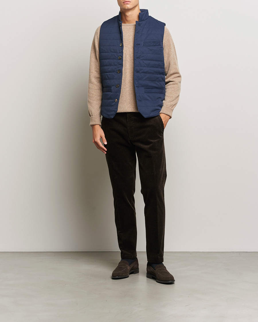 Herr | Jackor | Stenströms | Dressed Mid Layer Twill Gilet Navy