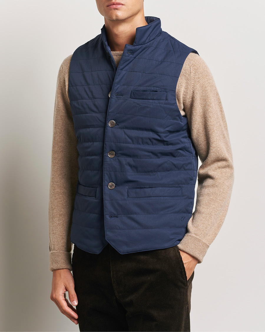 Herr | Jackor | Stenströms | Dressed Mid Layer Twill Gilet Navy