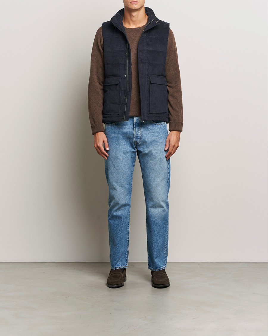 Herr | Jackor | Stenströms | Pocket Corduroy Vest Navy