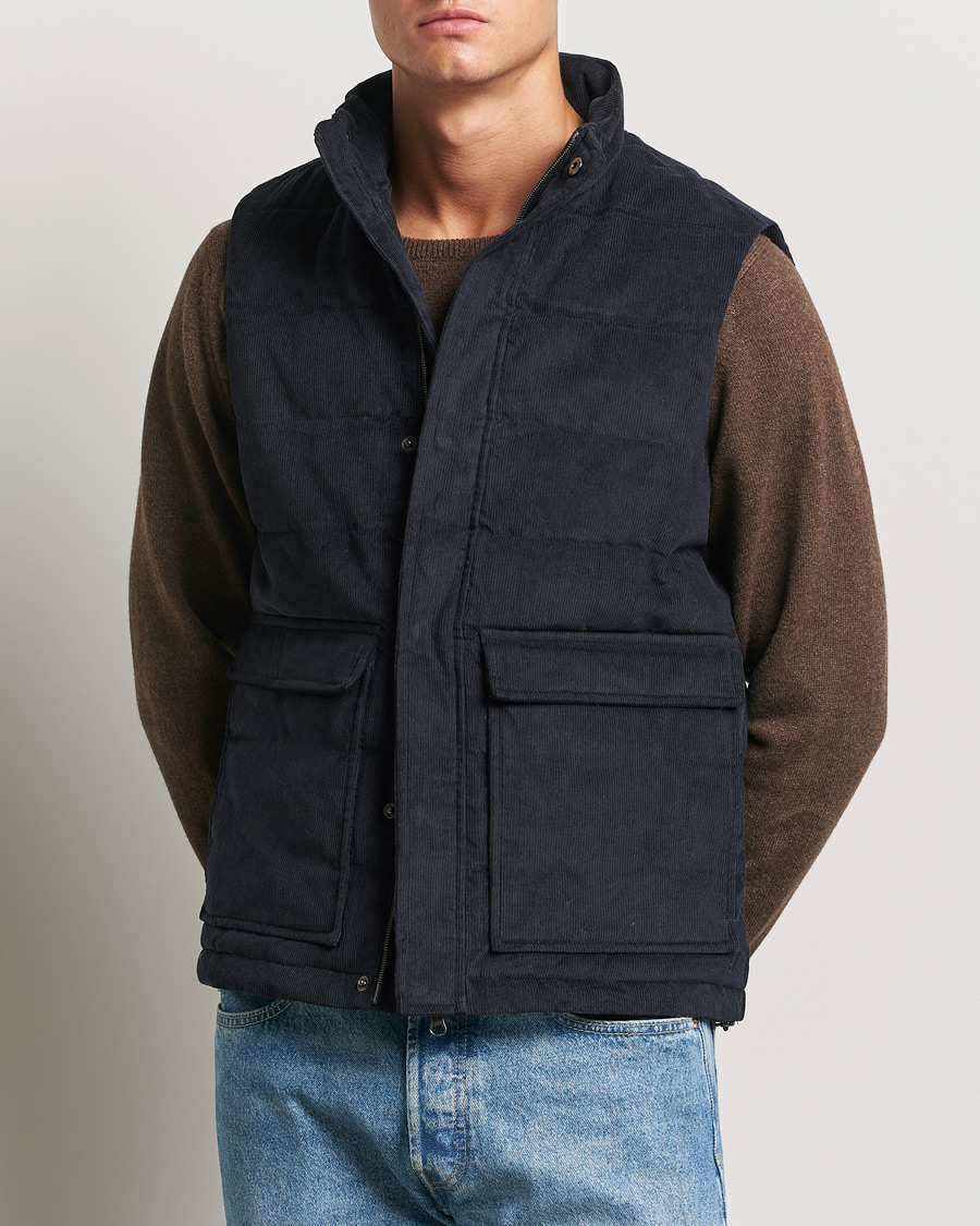 Herr | Jackor | Stenströms | Pocket Corduroy Vest Navy