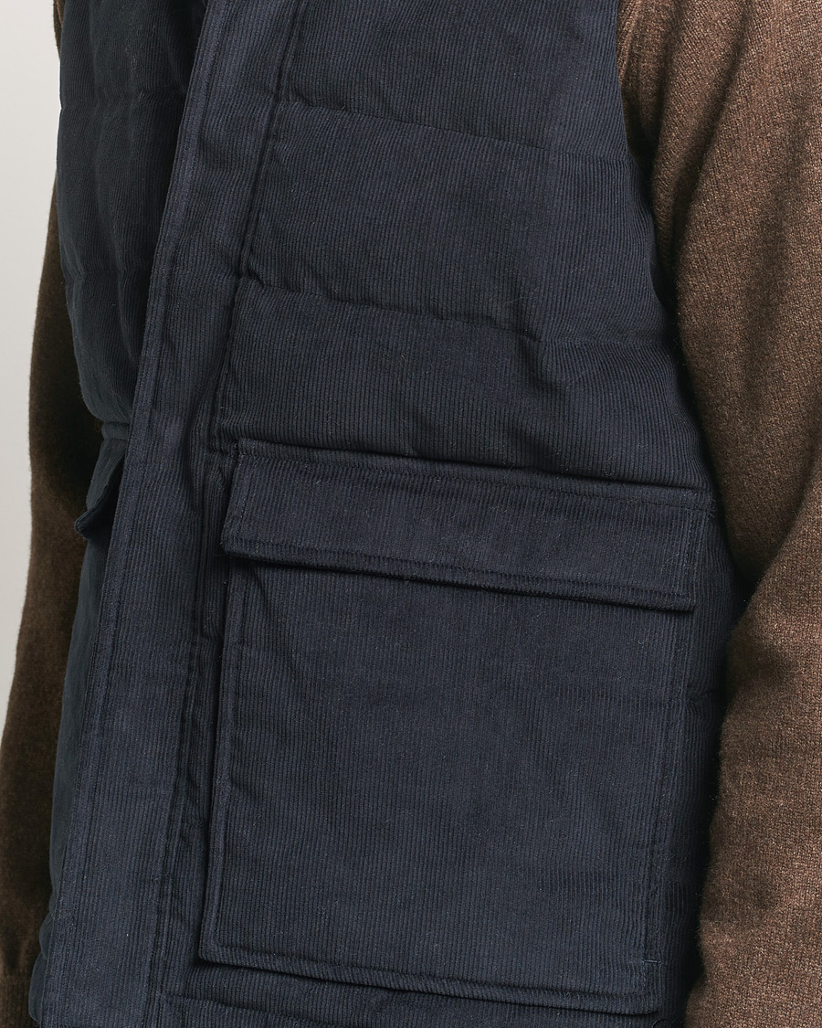 Herr | Jackor | Stenströms | Pocket Corduroy Vest Navy