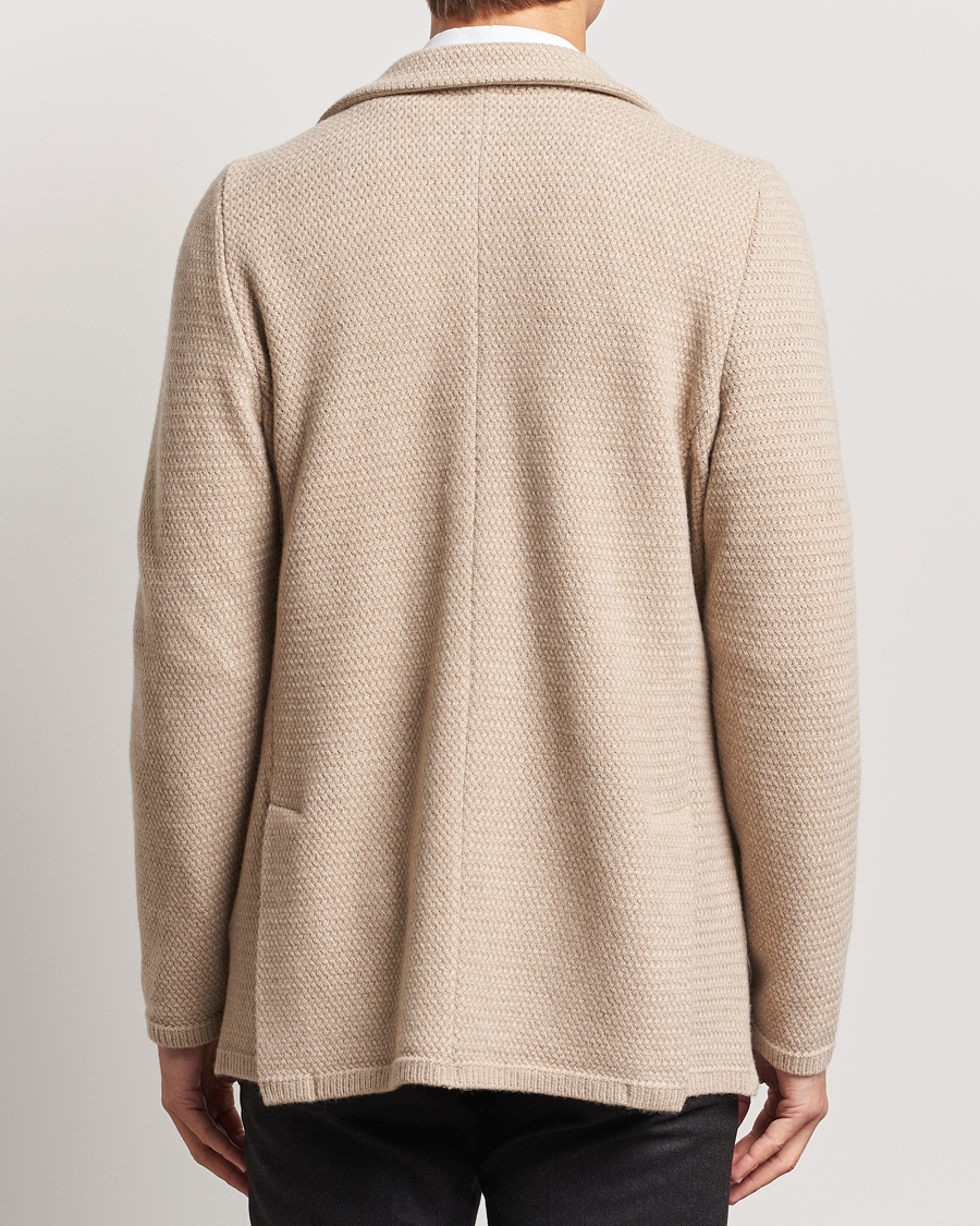 Herr | Kavajer | Stenströms | Knitted Textured Merino Wool Blazer Beige