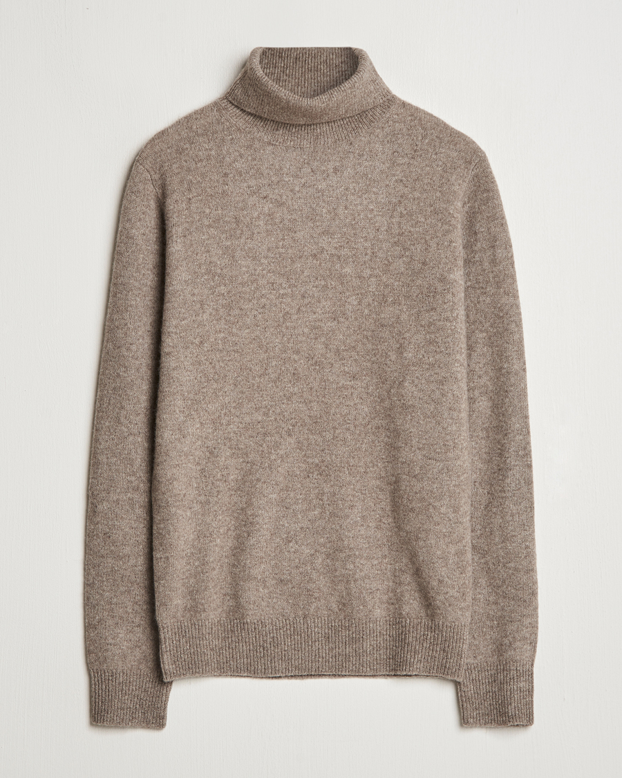 Herr | Tröjor | Stenströms | Knitted Yak/Merino Rollneck Brown