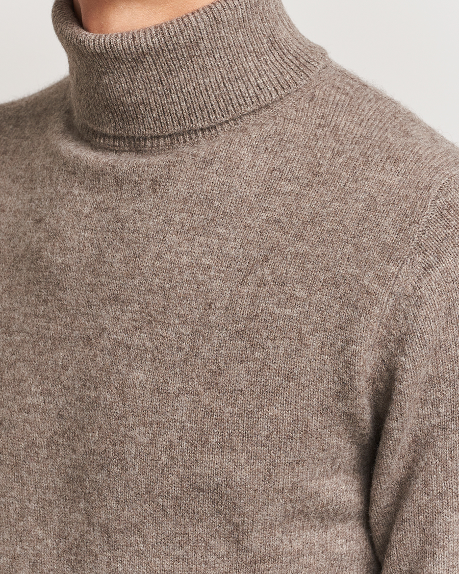 Herr | Tröjor | Stenströms | Knitted Yak/Merino Rollneck Brown