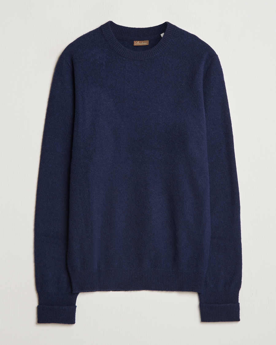 Herr | Tröjor | Stenströms | Brushed Merino Crew Neck Navy