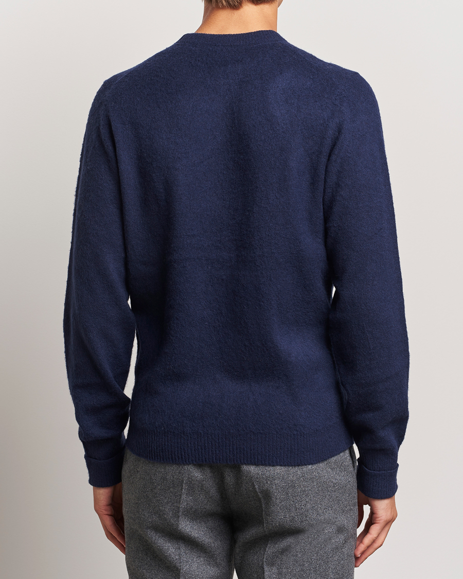Herr | Tröjor | Stenströms | Brushed Merino Crew Neck Navy