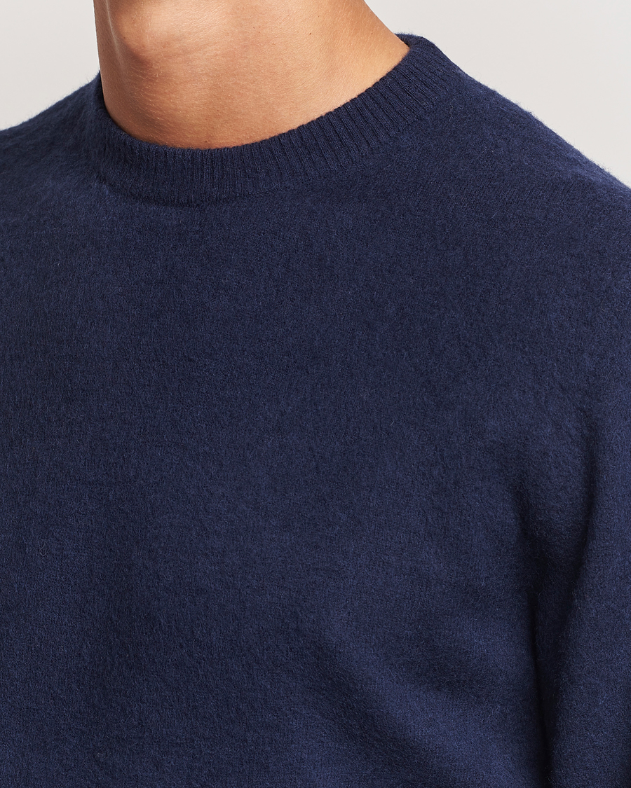 Herr | Tröjor | Stenströms | Brushed Merino Crew Neck Navy