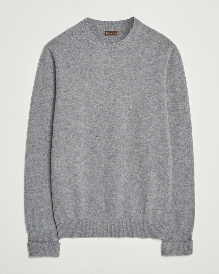 Herr | Tröjor | Stenströms | Brushed Merino Crew Neck Grey