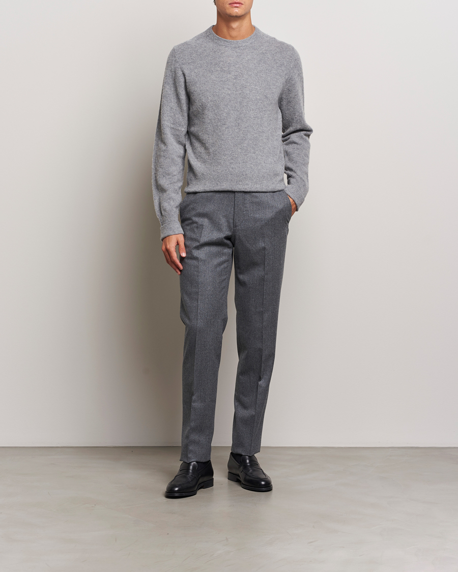 Herr | Tröjor | Stenströms | Brushed Merino Crew Neck Grey