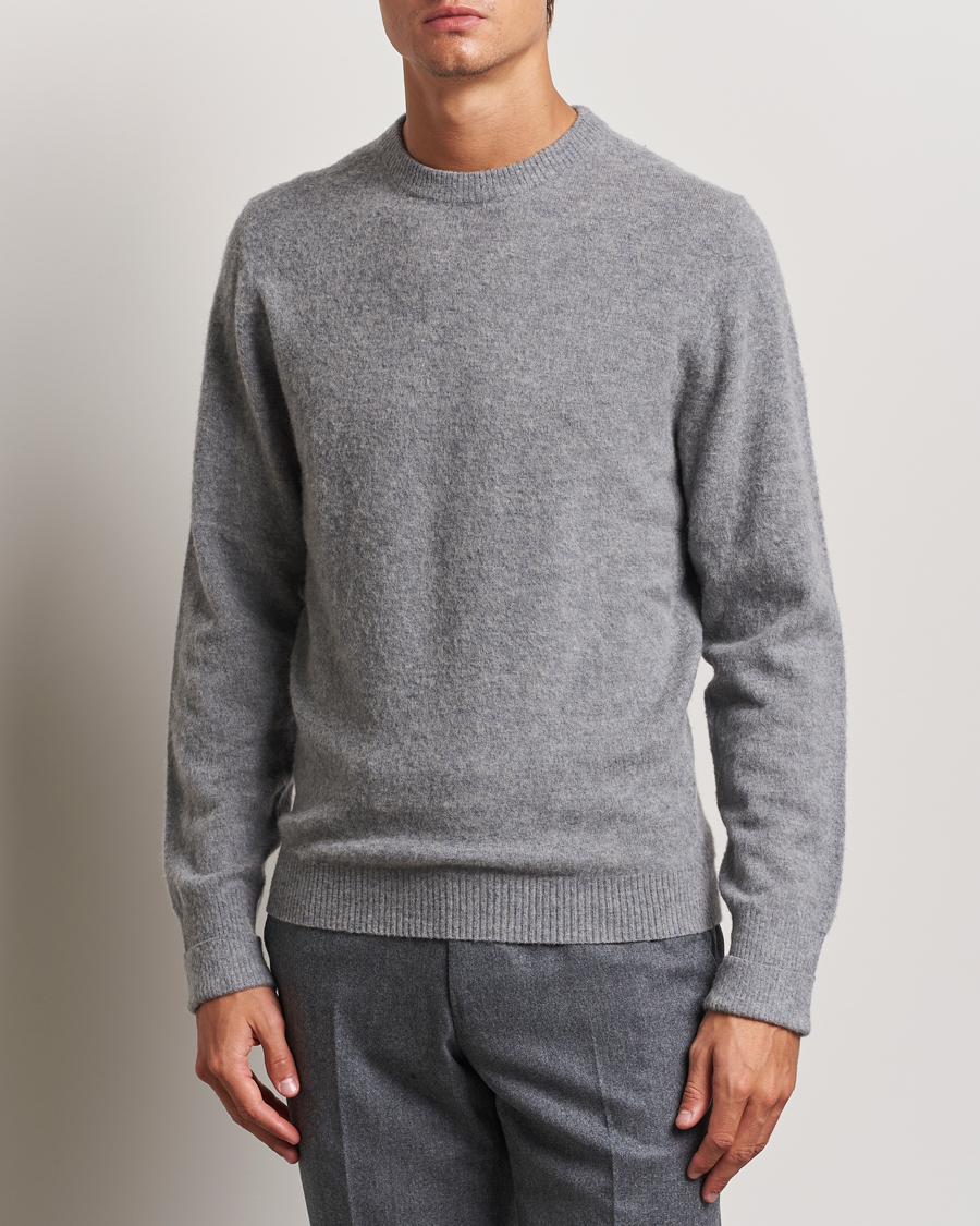 Herr | Tröjor | Stenströms | Brushed Merino Crew Neck Grey