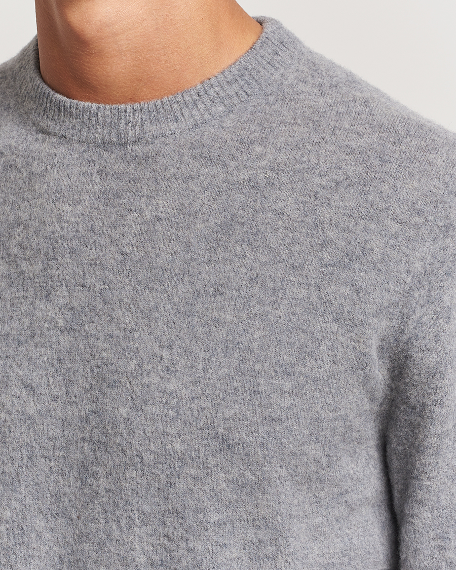 Herr | Tröjor | Stenströms | Brushed Merino Crew Neck Grey