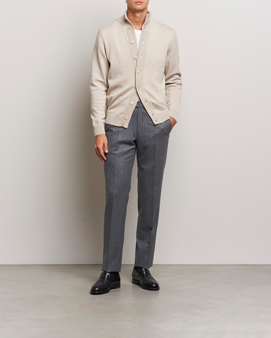 Herr | Tröjor | Stenströms | Chunky Knitted Merino Cardigan Beige