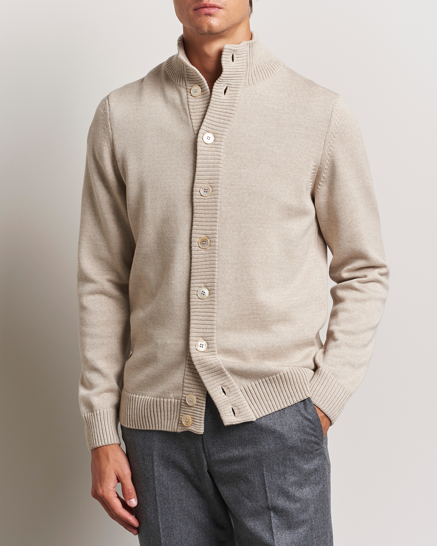 Herr | Tröjor | Stenströms | Chunky Knitted Merino Cardigan Beige