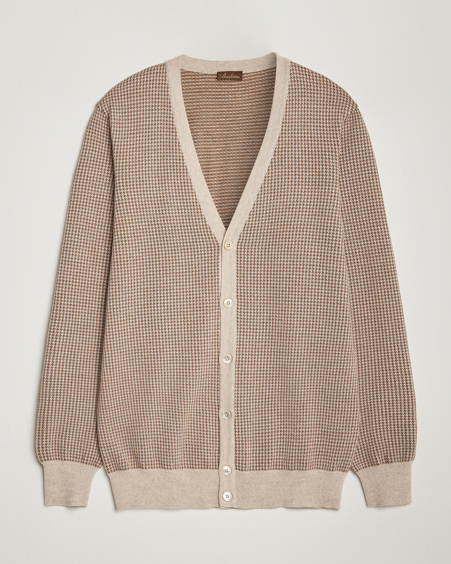 Herr | Tröjor | Stenströms | Pepita Merino Wool Cardigan Brown