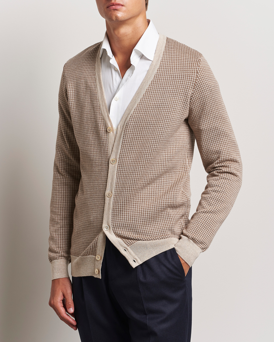 Herr | Tröjor | Stenströms | Pepita Merino Wool Cardigan Brown