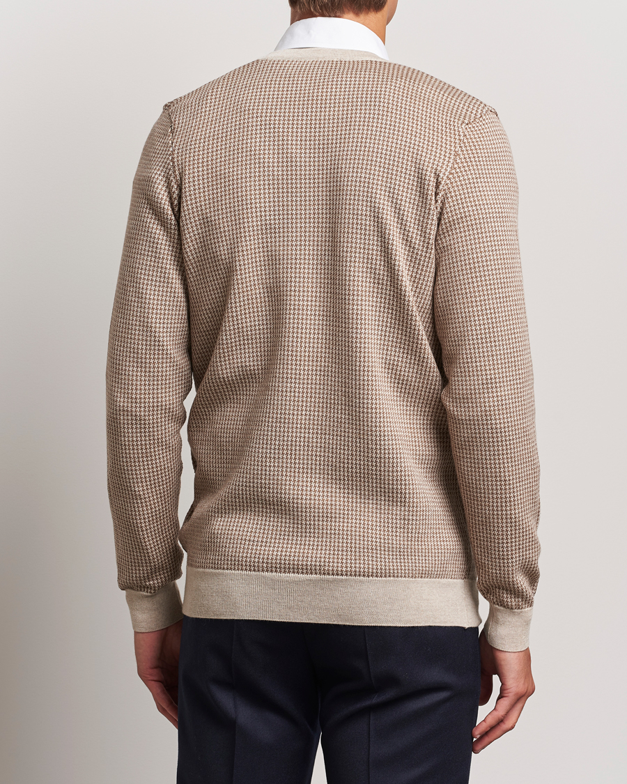 Herr | Tröjor | Stenströms | Pepita Merino Wool Cardigan Brown