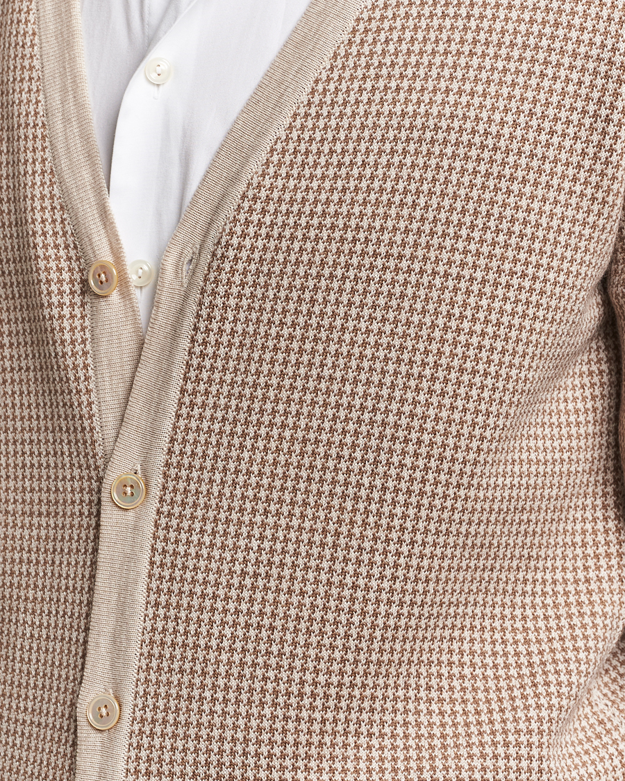 Herr | Tröjor | Stenströms | Pepita Merino Wool Cardigan Brown