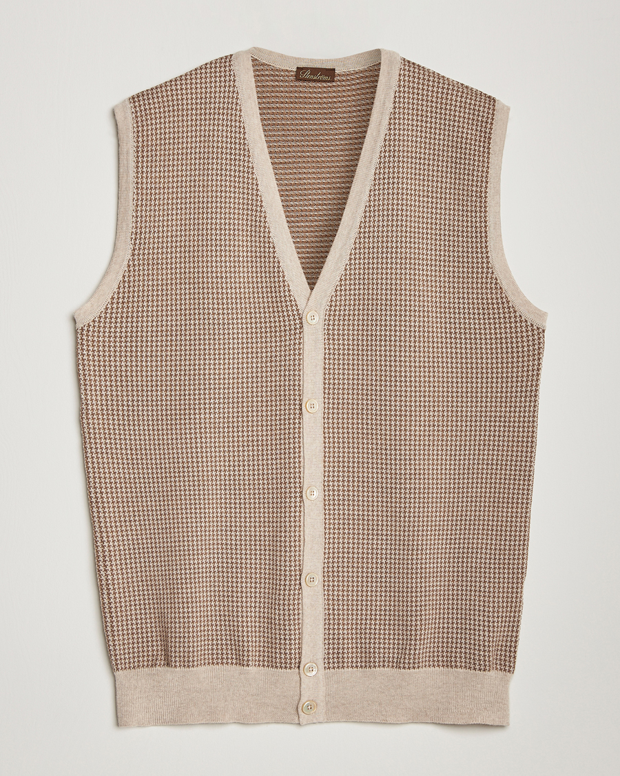 Herr | Tröjor | Stenströms | Pepita Merino Wool Vest Brown