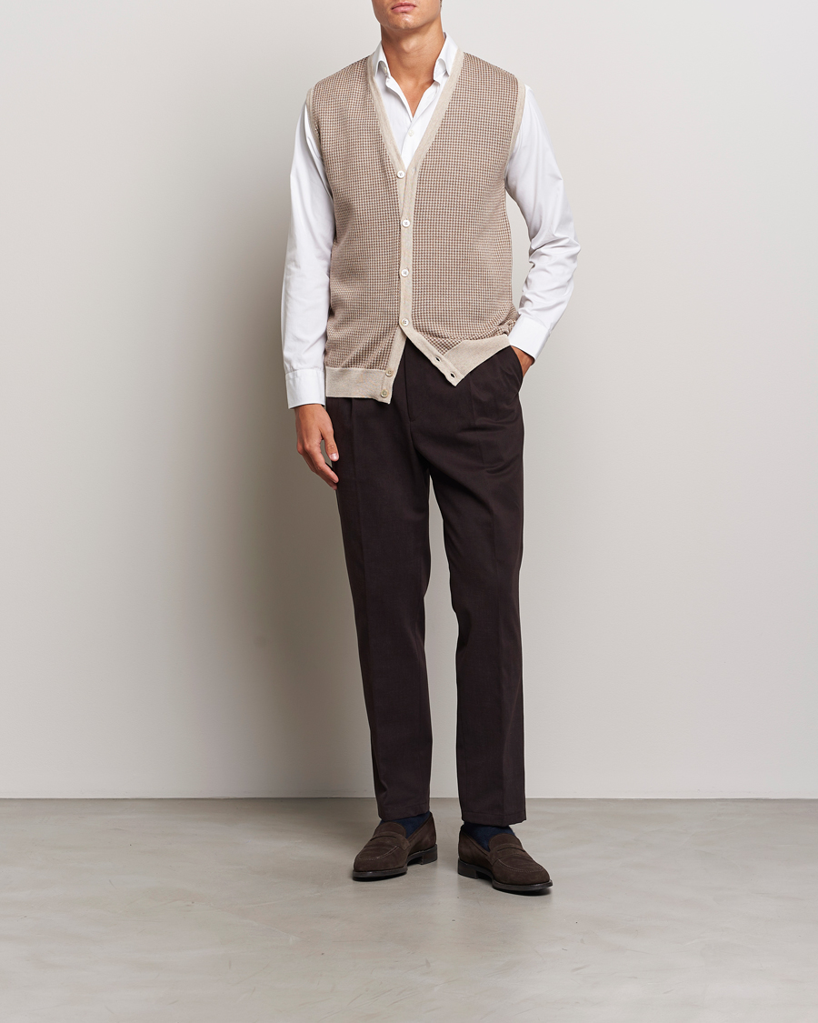Herr | Tröjor | Stenströms | Pepita Merino Wool Vest Brown