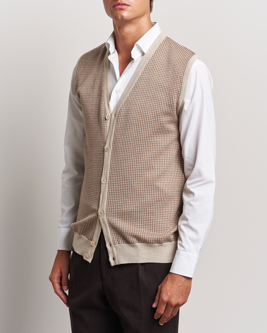 Herr | Tröjor | Stenströms | Pepita Merino Wool Vest Brown