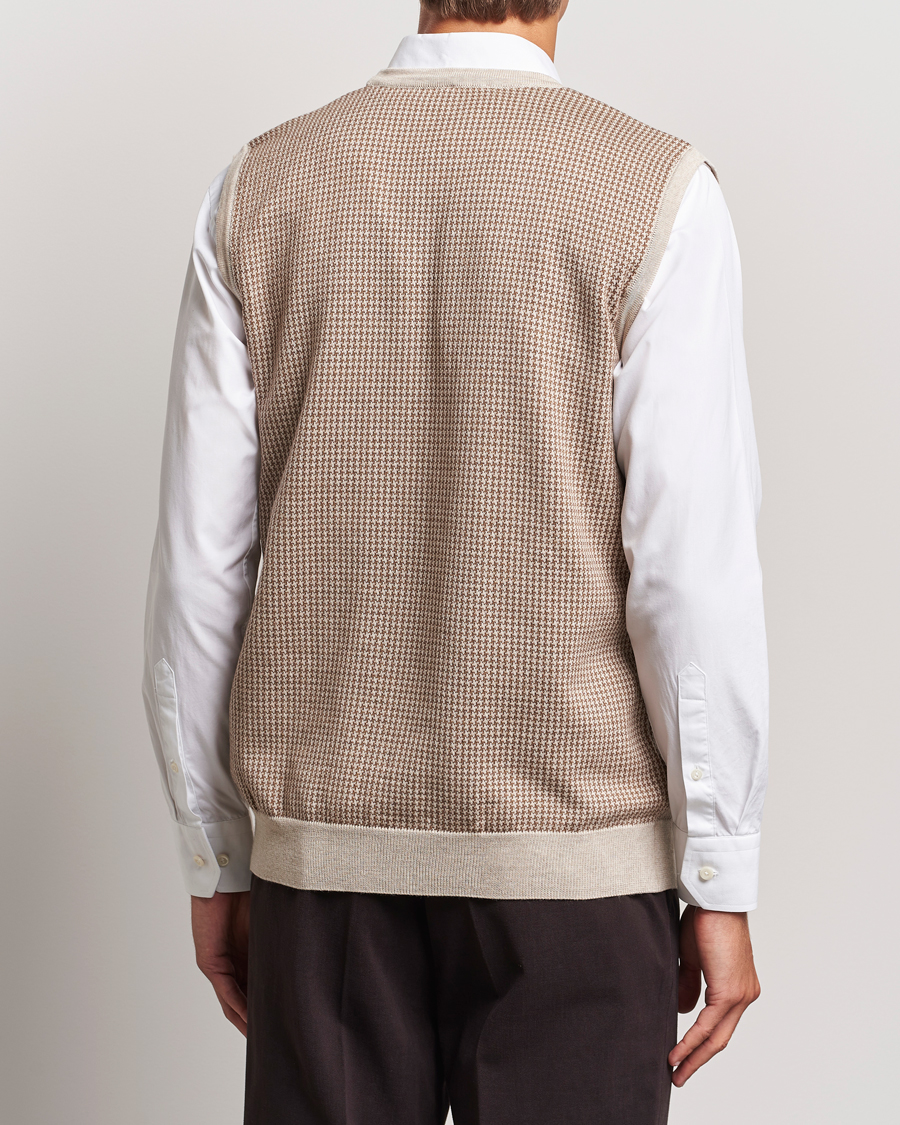 Herr | Tröjor | Stenströms | Pepita Merino Wool Vest Brown