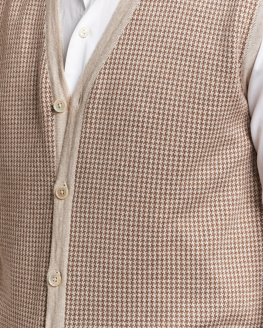 Herr | Tröjor | Stenströms | Pepita Merino Wool Vest Brown
