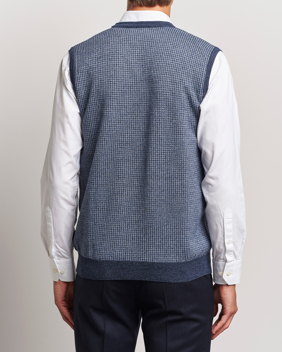 Herr | Tröjor | Stenströms | Pepita Merino Wool Vest Navy