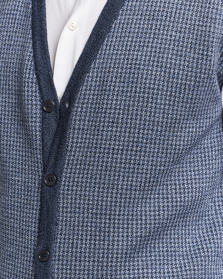 Herr | Tröjor | Stenströms | Pepita Merino Wool Vest Navy