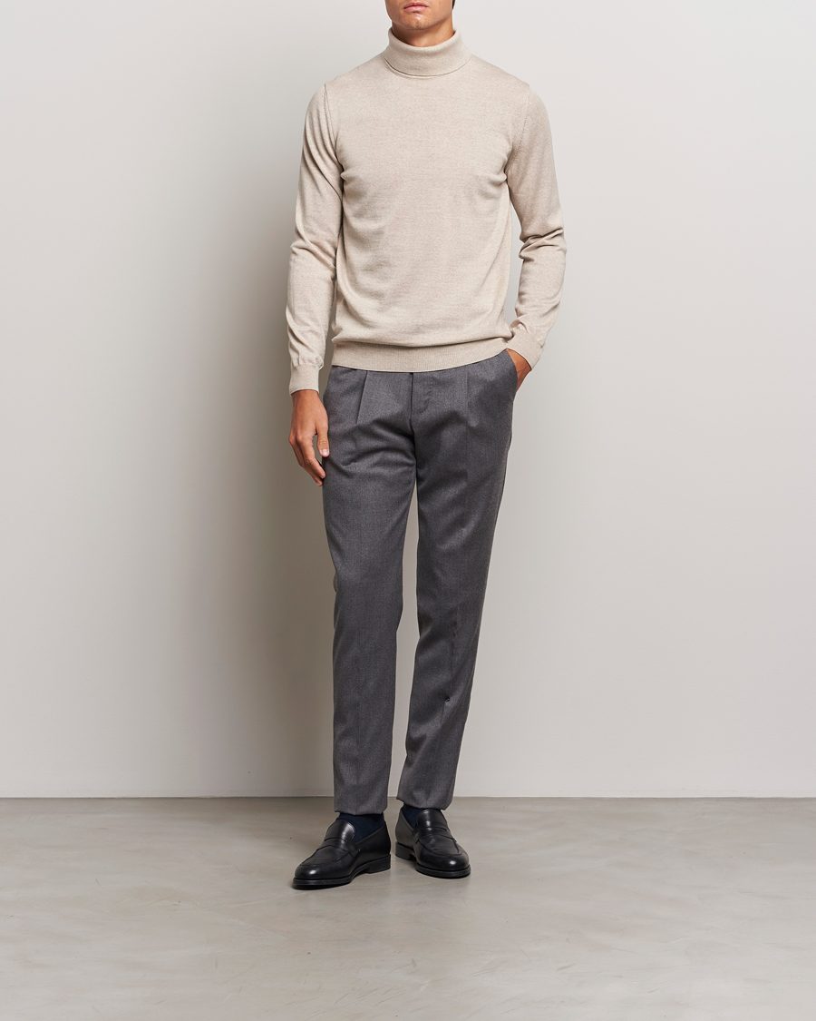 Herr | Tröjor | Stenströms | Merino Rollneck Beige