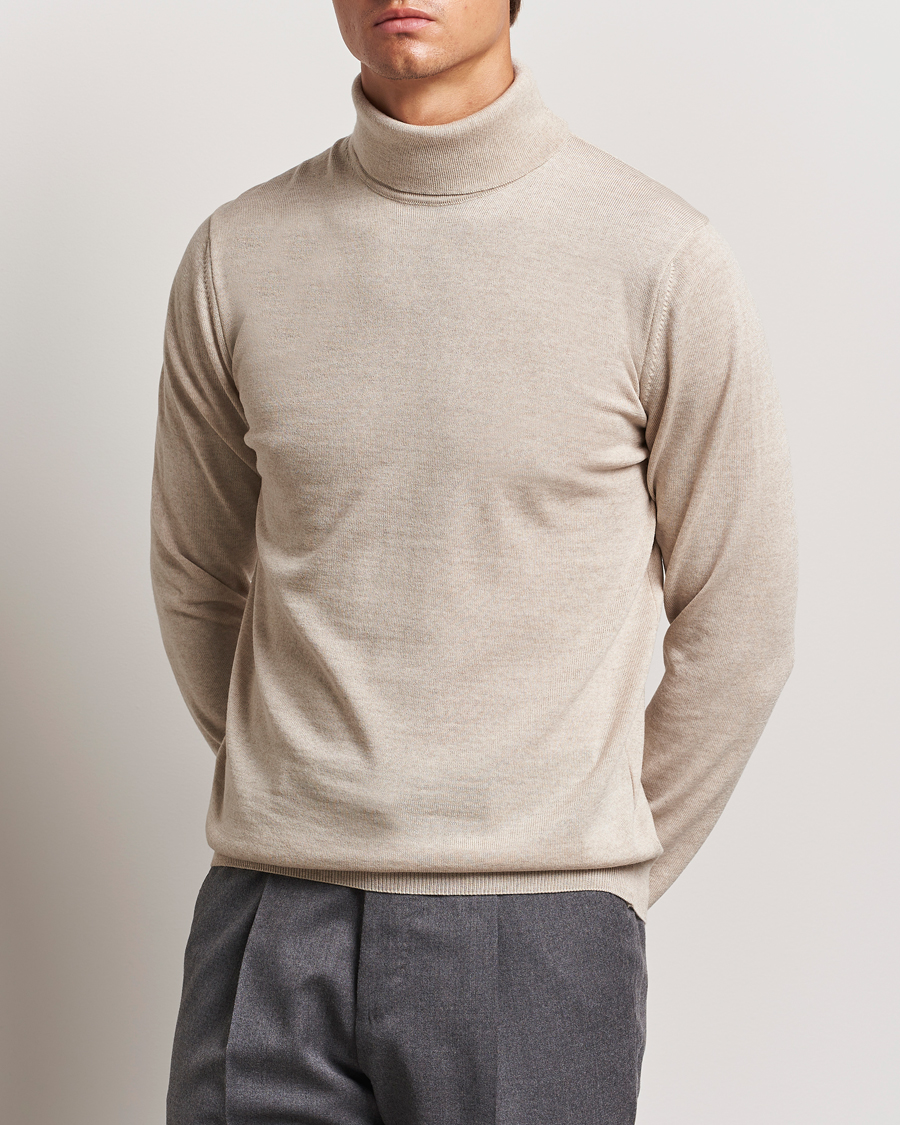 Herr | Tröjor | Stenströms | Merino Rollneck Beige