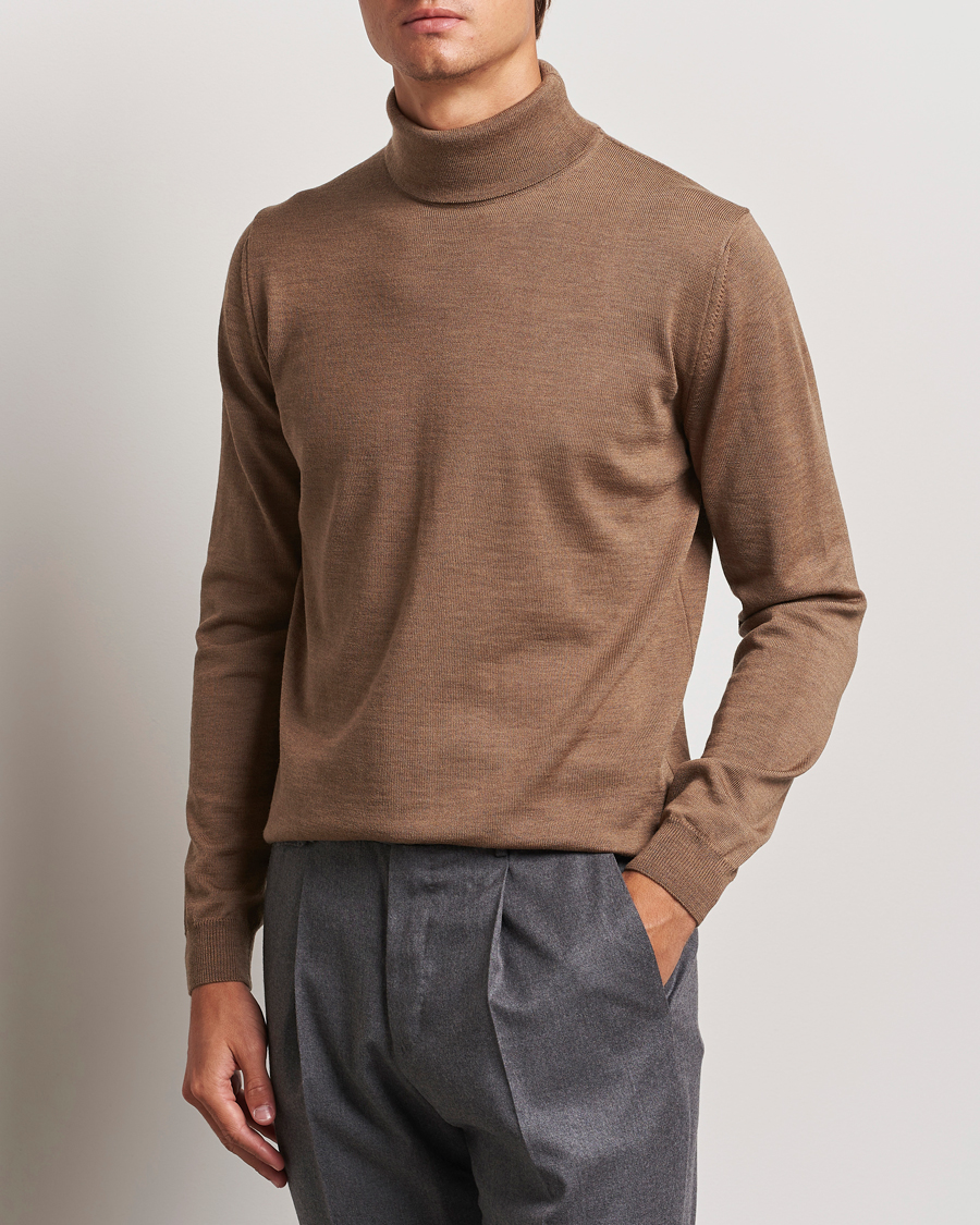Herr | Tröjor | Stenströms | Merino Rollneck Brown
