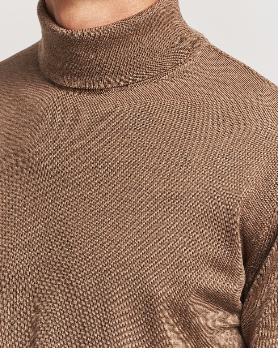 Herr | Tröjor | Stenströms | Merino Rollneck Brown