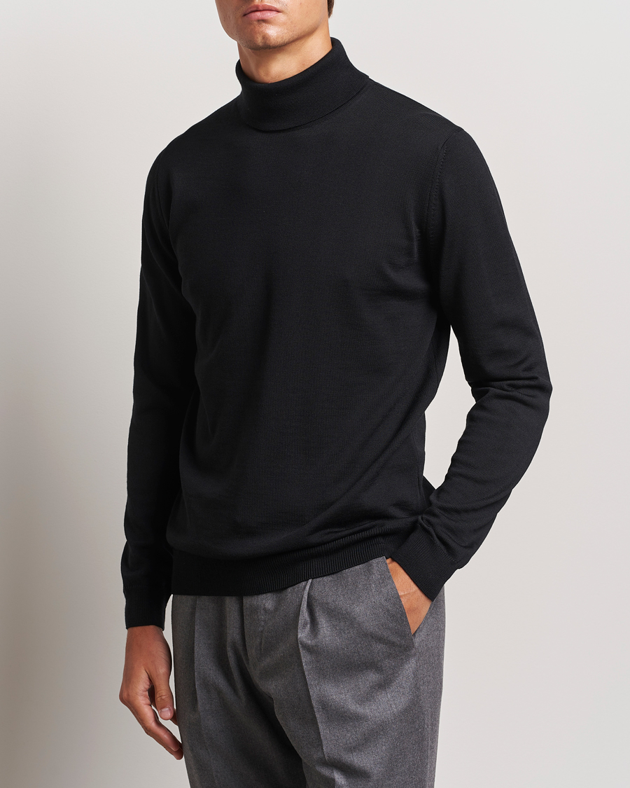 Herr | Tröjor | Stenströms | Merino Rollneck Black